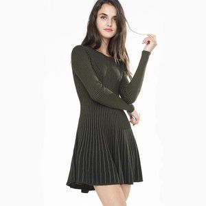Express Sweater Dress in Olive Green / Black